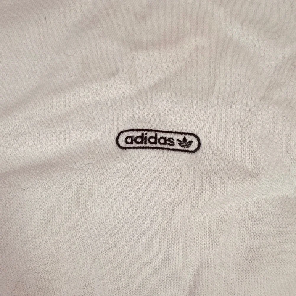 Adidas Sweatshirt Mens Large White Good Geometric Trim Trefoil Crewneck Logo